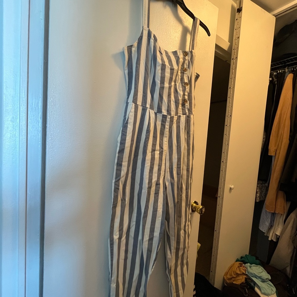 Tommy Hilfiger Blue and White Striped Jumpsuit